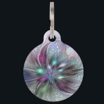 Colorful Fantasy Abstract Modern Fractal Flower Pet ID Tag<br><div class="desc">Unique colorful and magical.
Design for your pet tag and more.</div>