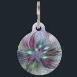 Colorful Fantasy Abstract Modern Fractal Flower Pet ID Tag<br><div class="desc">Unique colorful and magical.
Design for your pet tag and more.</div>
