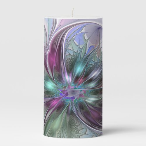 Colorful Fantasy Abstract Modern Fractal Flower Pillar Candle