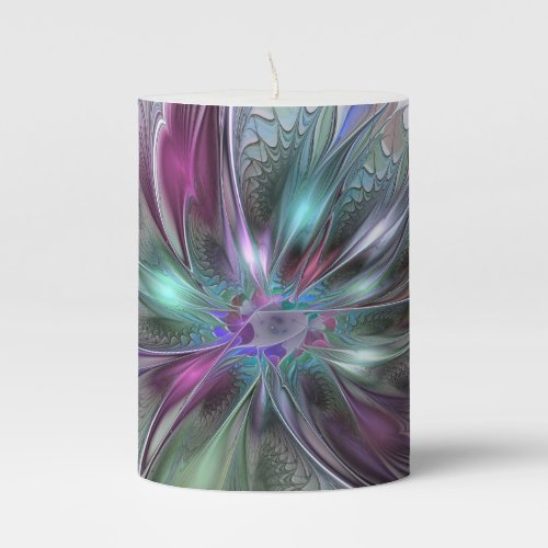 Colorful Fantasy Abstract Modern Fractal Flower Pillar Candle