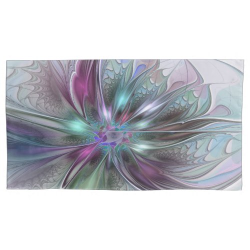 Colorful Fantasy Abstract Modern Fractal Flower Pillow Case