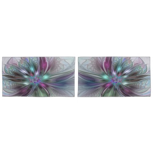 Colorful Fantasy Abstract Modern Fractal Flower Pillow Case