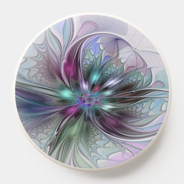 Colorful Fantasy Abstract Modern Fractal Flower PopSocket (Popsocket)