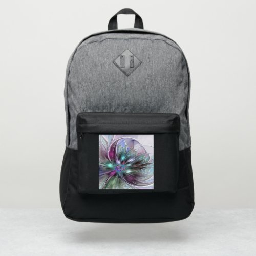 Colorful Fantasy Abstract Modern Fractal Flower Port Authority Backpack