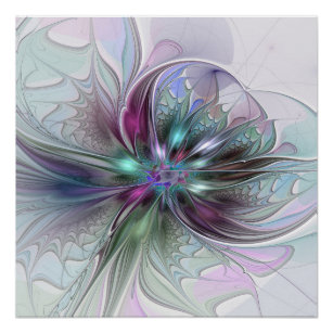 Colorful Fantasy Abstract Modern Fractal Flower Poster