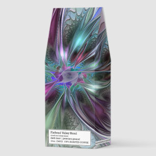Colorful Fantasy Abstract Modern Fractal Flower Roasted Coffee