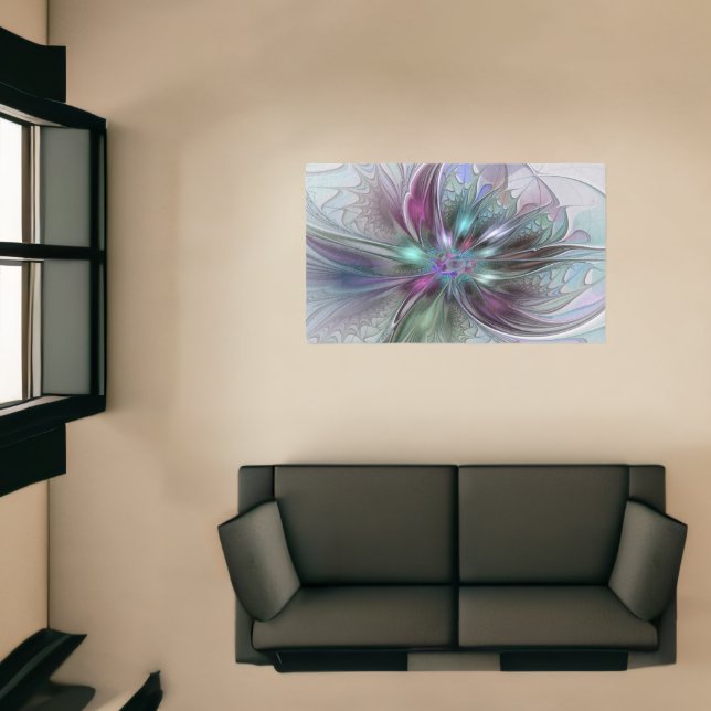 Colorful Fantasy Abstract Modern Fractal Flower Rug (Insitu (Indoor 1))