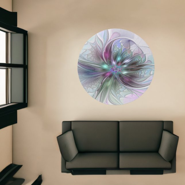 Colorful Fantasy Abstract Modern Fractal Flower Rug (Insitu (Indoor 1))