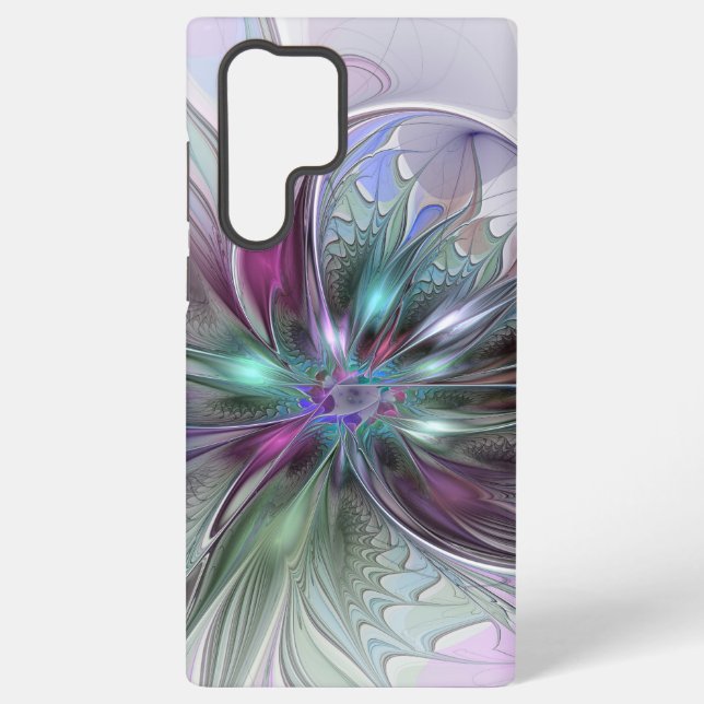 Colorful Fantasy Abstract Modern Fractal Flower Samsung Galaxy Case (Back)