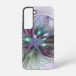 Colorful Fantasy Abstract Modern Fractal Flower Samsung Galaxy S22 Case