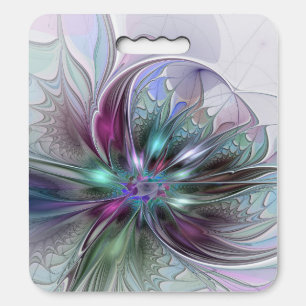Colorful Fantasy Abstract Modern Fractal Flower Seat Cushion
