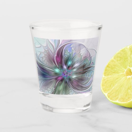 Colorful Fantasy Abstract Modern Fractal Flower Shot Glass