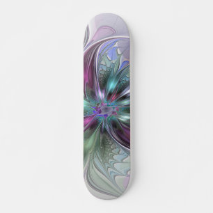 Colorful Fantasy Abstract Modern Fractal Flower Skateboard
