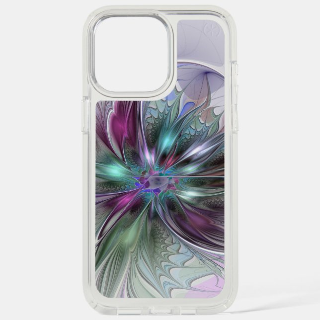 Colorful Fantasy Abstract Modern Fractal Flower Speck iPhone Case (Front)