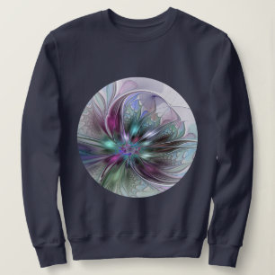 Colorful Fantasy Abstract Modern Fractal Flower Sweatshirt