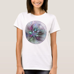 Colorful Fantasy Abstract Modern Fractal Flower T-Shirt