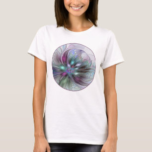 Colorful Fantasy Abstract Modern Fractal Flower T-Shirt