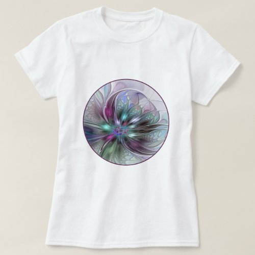 Colorful Fantasy Abstract Modern Fractal Flower T_Shirt