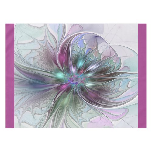 Colorful Fantasy Abstract Modern Fractal Flower Tablecloth