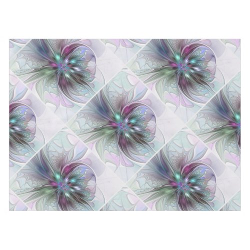 Colorful Fantasy Abstract Modern Fractal Flower Tablecloth