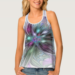 Colorful Fantasy Abstract Modern Fractal Flower Tank Top