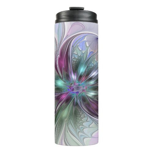 Colorful Fantasy Abstract Modern Fractal Flower Thermal Tumbler
