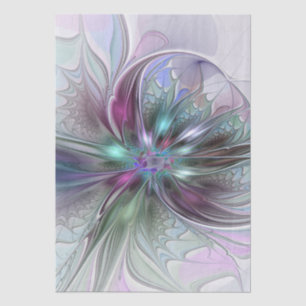 Colorful Fantasy Abstract Modern Fractal Flower Tissue Paper