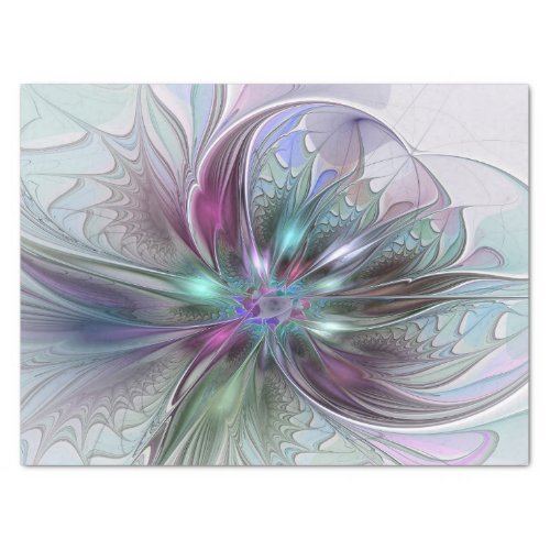 Colorful Fantasy Abstract Modern Fractal Flower Tissue Paper