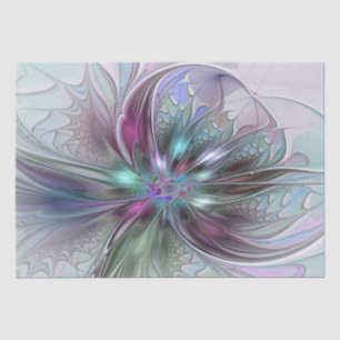 Colorful Fantasy Abstract Modern Fractal Flower Tissue Paper