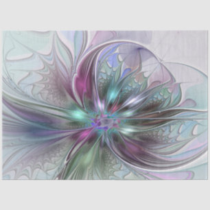 Colorful Fantasy Abstract Modern Fractal Flower Tissue Paper