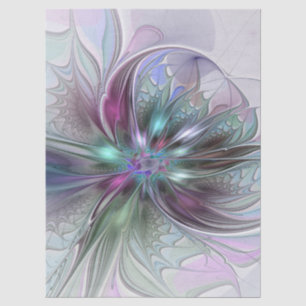 Colorful Fantasy Abstract Modern Fractal Flower Tissue Paper