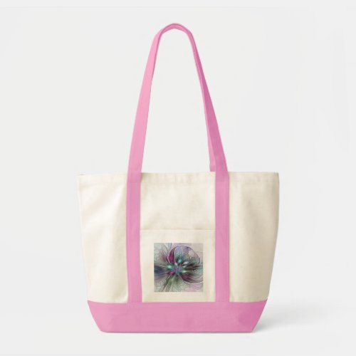 Colorful Fantasy Abstract Modern Fractal Flower Tote Bag