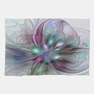 Colorful Fantasy Abstract Modern Fractal Flower Towel