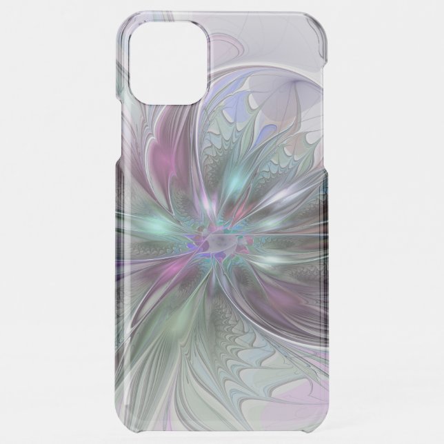 Colorful Fantasy Abstract Modern Fractal Flower Uncommon iPhone Case (Back)