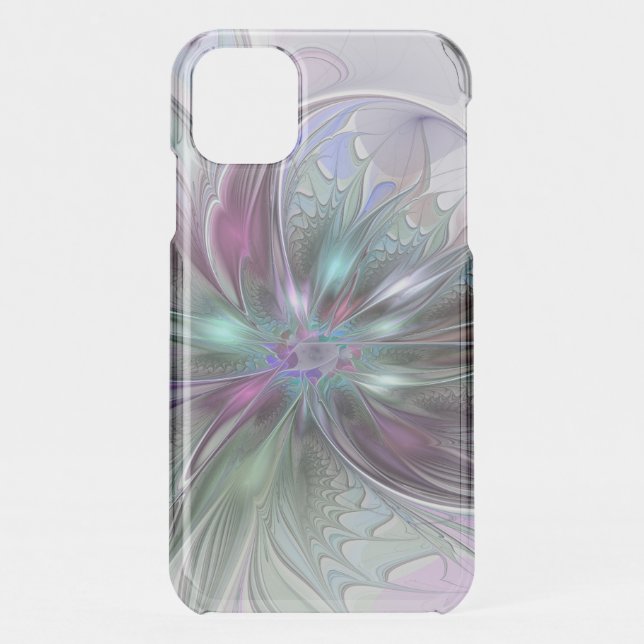Colorful Fantasy Abstract Modern Fractal Flower Uncommon iPhone Case (Back)