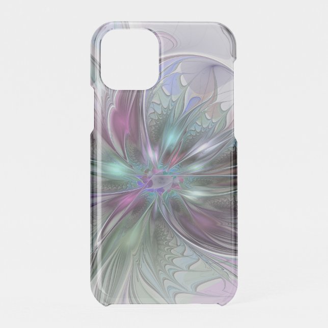 Colorful Fantasy Abstract Modern Fractal Flower Uncommon iPhone Case (Back)
