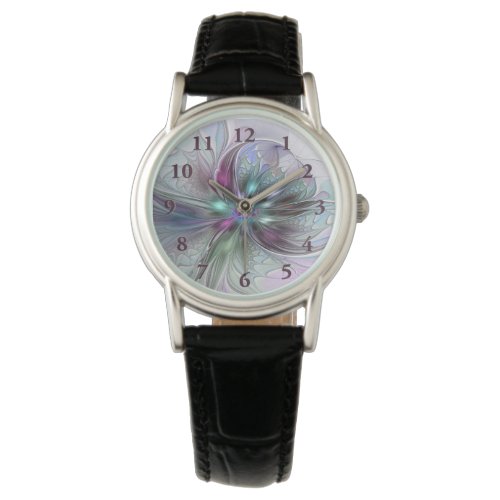 Colorful Fantasy Abstract Modern Fractal Flower Watch