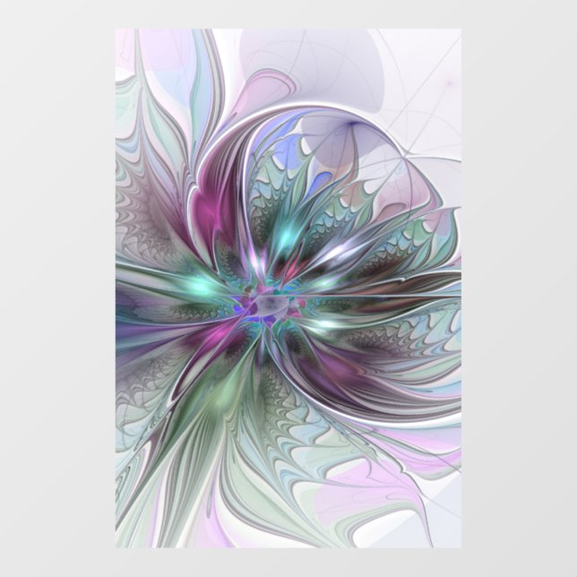 Colorful Fantasy Abstract Modern Fractal Flower Window Cling (Sheet)
