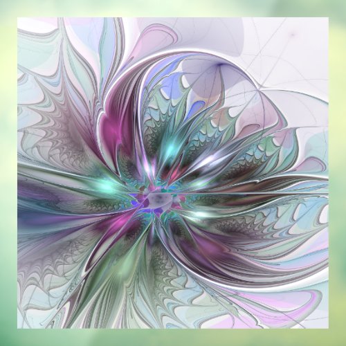 Colorful Fantasy Abstract Modern Fractal Flower Window Cling