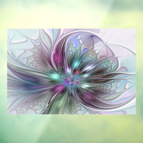 Colorful Fantasy Abstract Modern Fractal Flower Window Cling