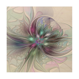 Colorful Fantasy Abstract Modern Fractal Flower Wood Wall Decor
