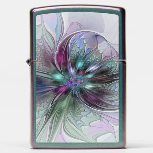 Colorful Fantasy Abstract Modern Fractal Flower Zippo Lighter