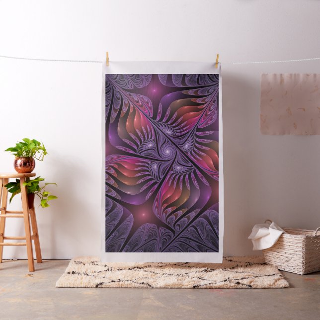 Colorful Fantasy Abstract Modern Purple Fractal Fabric (In Situ)