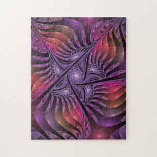 Colorful Fantasy Abstract Modern Purple Fractal Jigsaw Puzzle