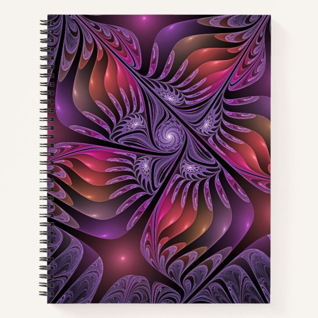 Colorful Fantasy Abstract Modern Purple Fractal Notebook (Front)