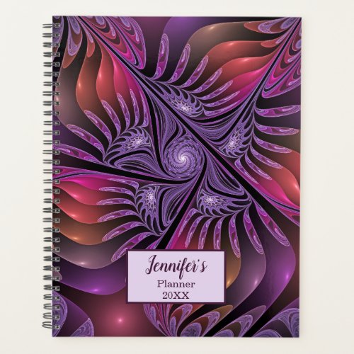 Colorful Fantasy Abstract Purple Fractal Art Name Planner