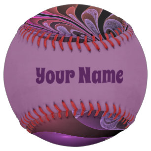 Colorful Fantasy Abstract Purple Fractal Art Name Softball