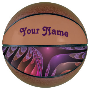 Colorful Fantasy Abstract Purple Fractal Own Name Basketball