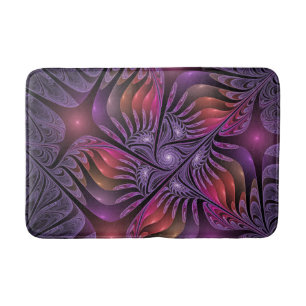 Colorful Fantasy Abstract Trippy Purple Fractal Bath Mat