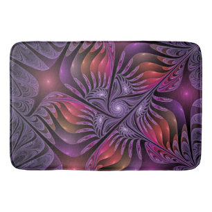 Colorful Fantasy Abstract Trippy Purple Fractal Bath Mat